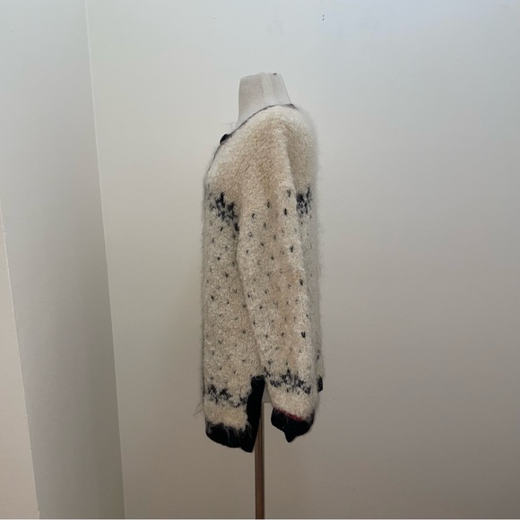 Vintage Jones NY Hand-Knit Mohair/Wool Fuzzy Cozy Cardigan Sweater Size Medium - Picture 3 of 14